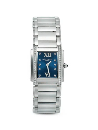 Pre-owned Patek Philippe Twenty-4 Diamond 25mm Watch In Blue