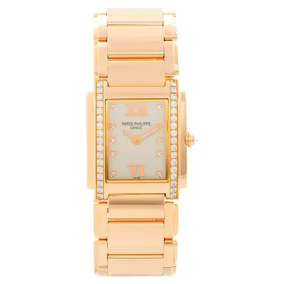 Pre-owned Patek Philippe Twenty-4 Ladies 18k Rose Gold & Diamond Watch 4910/11r In Red