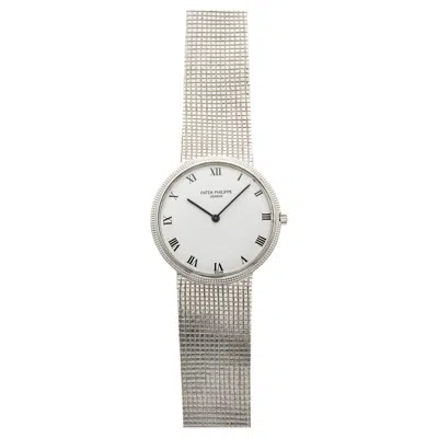 Pre-owned Patek Philippe Vintage 1970  Calatrava 3520 18k Wg White Roman Dial Manual 33mm