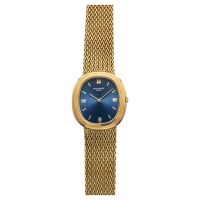 Pre-owned Patek Philippe Vintage 1970s  Ellipse 3589/1 18k Yellow Gold Blue Dial Auto 33mm