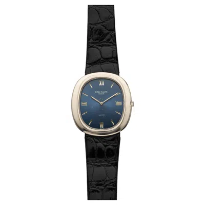 Pre-owned Patek Philippe Vintage 1970s  Grand Ellipse 3589 18k Wg Blue Beyer Dial Auto 33mm
