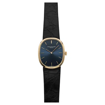 Pre-owned Patek Philippe Vintage 1980s  Ellipse 3848j 18k Yg Blue Sunburst Dial Manual 27mm