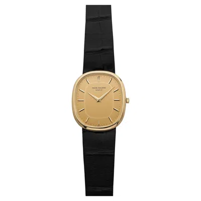 Pre-owned Patek Philippe Vintage 1980s  Jumbo Ellipse 18k Yg Champagne Dial Quartz 35mm In Multiple