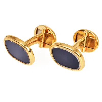 Pre-owned Patek Philippe Vintage Ellipse Blue 18k Yellow Gold Cufflinks