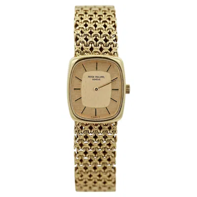 Pre-owned Patek Philippe Vintage  18k Gold Ladies Champagne Dial Mesh Bracelet Watch In Multi