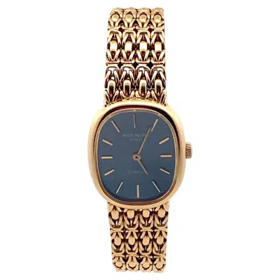 Pre-owned Patek Philippe Vintage  Blue Dial Watch In 18 Karat Gold