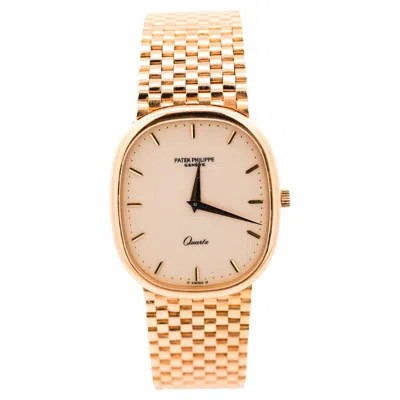 Pre-owned Patek Philippe Vintage  Grand Ellipse 18k Gold Quartz 31mm Unisex 1980 Watch In Multi
