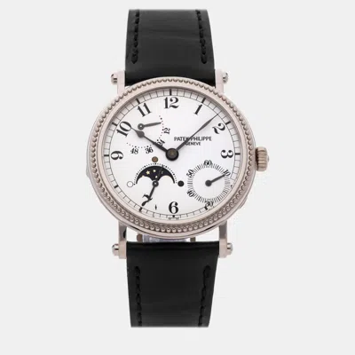 Pre-owned Patek Philippe White 18k White Gold Complications Automatic Men's Wristwatch 35 Mm