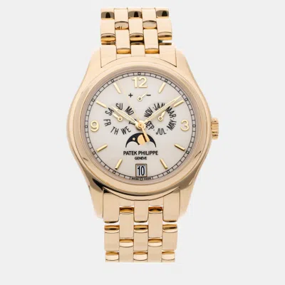 Pre-owned Patek Philippe White 18k Yellow Gold Complications Automatic Men's Wristwatch 39 Mm