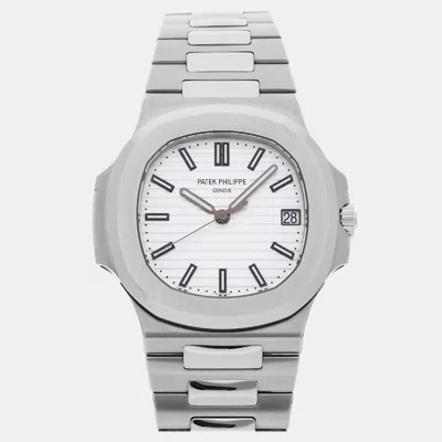 Pre-owned Patek Philippe White Stainless Steel Nautilus 5711/1a-011 Automatic Men's Wristwatch 40 Mm