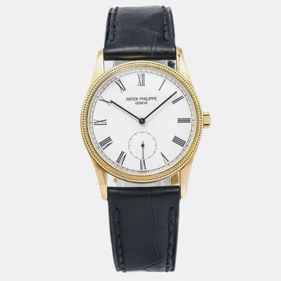 Pre-owned Patek Philippe White Yellow Gold Calatrava 3796j Manual Winding Women's Wristwatch 31mm