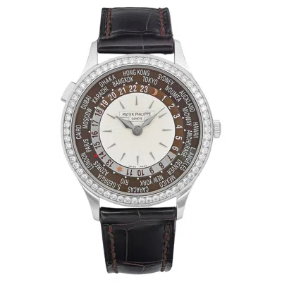 Pre-owned Patek Philippe World Time 18k White Gold Opaline Dial Automatic Watch 7130g-001