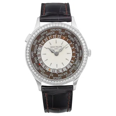 Pre-owned Patek Philippe World Time 18k White Gold Opaline Dial Automatic Watch 7130g-001