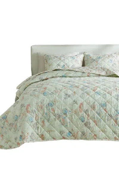 Patina Vie Maison Coastal Print Quilt Set In Blue Shells