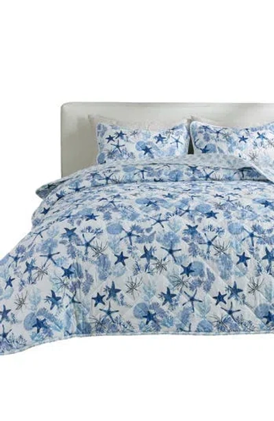 Patina Vie Maison Coastal Print Quilt Set In Blue