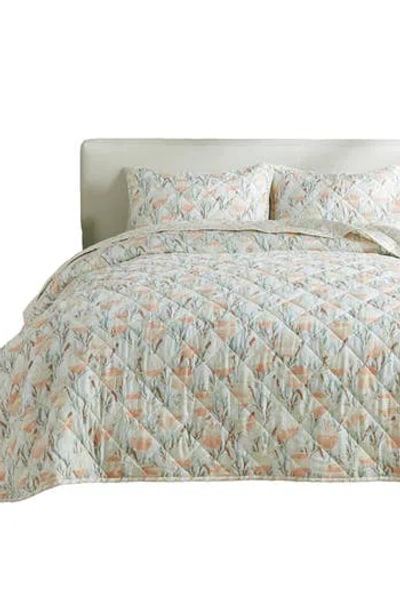 Patina Vie Maison Coastal Print Quilt Set In Peach Shells