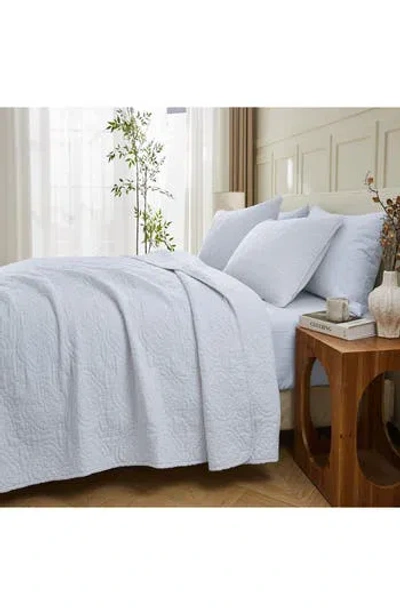 Patina Vie Maison Flavia Cotton Stitched Quilt In Blue