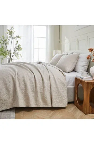 Patina Vie Maison Flavia Cotton Stitched Quilt In Brown