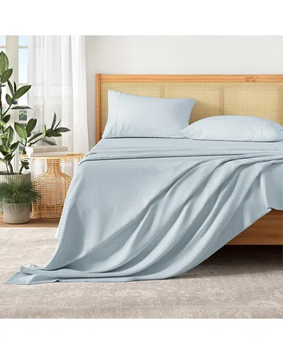 Patina Vie Maison Pre-washed Ultra-soft Solid Bed Sheet Set In Blue