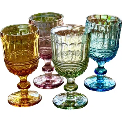 Patina Vie Maison Set Of 4 Assorted Goblet Glasses