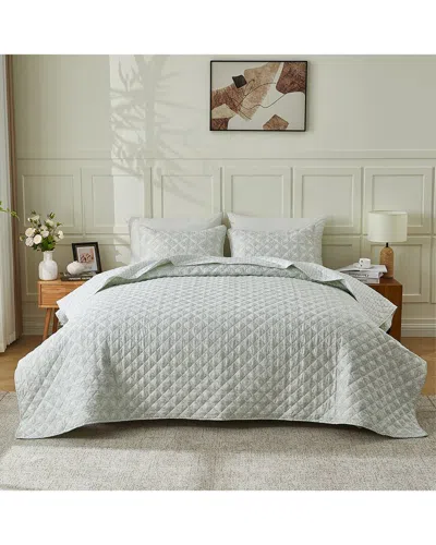 Patina Vie Maison Vintage Floral Printed Quilt Set With Shams In Gray
