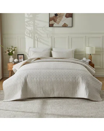 Patina Vie Maison Vintage Floral Printed Quilt Set With Shams In Neutral