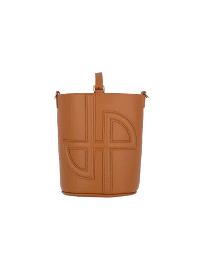 Patou 100% Calf Leather Shoulder Bag In Brown
