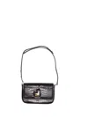 Patou Crocodile Texture Shoulder Bag With Adjustable Strap In Gray