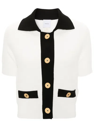 Patou White Cotton Cardigan With Gold Buttons