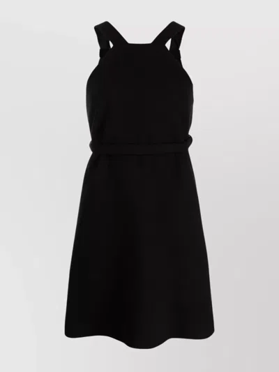 Patou A-line Halterneck Dress With Tied Waist In Black