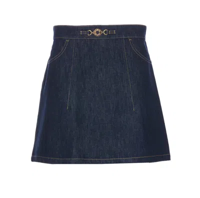 Patou A Line Mini Skirt In Blue