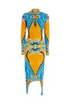 Patou Bold Print Cut-out Midi Dress In 5055