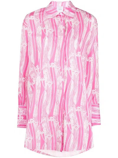 Patou Printed Poplin Chemisier Dress In Pink