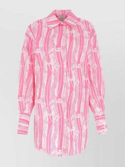 Patou Printed Poplin Chemisier Dress In Pink