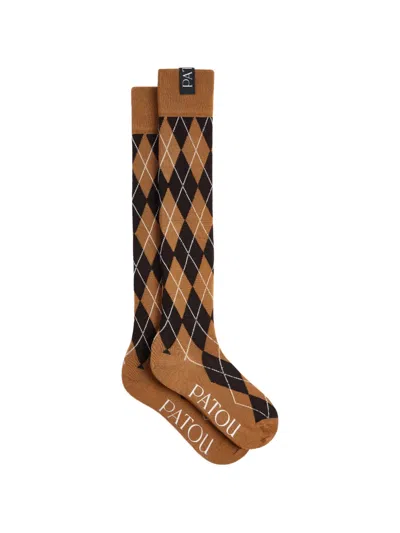 Patou Argyle-knit Knee-high Socks In Brown