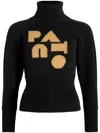 Patou Wool And Cashmere Blend Sweater With Logo In Black