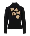 Patou Wool And Cashmere Blend Sweater With Logo In Black