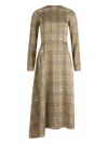 Patou Asymmetric Check-print Dress In Brown