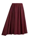 Patou Asymmetric Faille Midi Skirt In Red