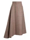 Patou Asymmetric Houndstooth Midi Skirt In Multi