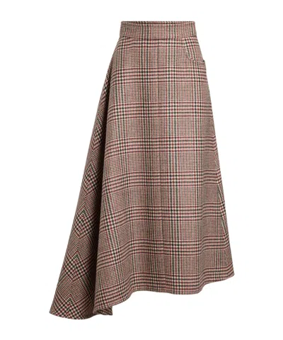 PATOU ASYMMETRIC HOUNDSTOOTH MIDI SKIRT