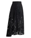 Patou Asymmetric Midi Skirt In Organic Cotton Blend Lace In Black