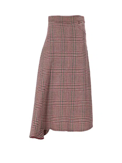 Patou Asymmetrical Midi Skirt In Brown