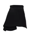 Patou High Waist Flared Asymmetric Mini Skirt In Black