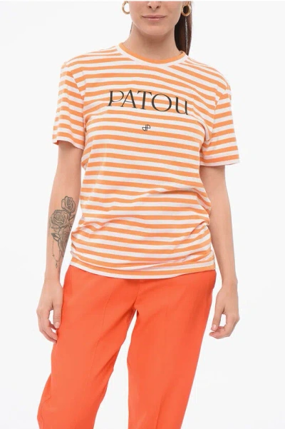Patou Embroidered Cotton T-shirt In Orange
