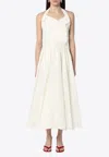 Patou Back Bow Halterneck Midi Dress In White