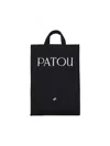 Patou Rectangular Tote Bag With Shoulder Strap And Top Handles In Black