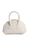 Patou Rounded White Calfskin Handbag With Gold Accents In White