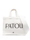 Patou Beige White Logo Satchel Bag In White