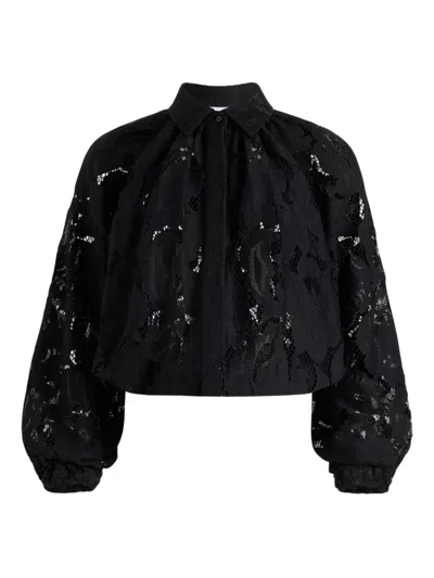Patou Balloon-sleeve Lace Blouse In Black